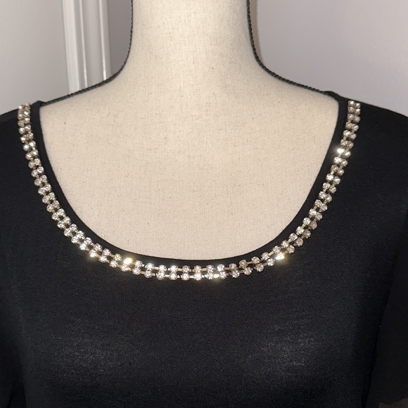 Like New! Worn Once! Belldini Rhinestone Top with Sheer Sleeves - Picture 2 of 7